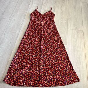 Zara Womens Satin Effect Floral Print Midi Slip Dress Size m Boho